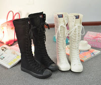 Funki Buys | Boots | Women's Canvas Knee High Lace Up Boots