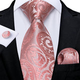 Funki Buys | Neckties | Men's 3 Pcs Silk Pink Wedding Tie Set