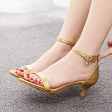 Funki Buys | Shoes | Women's Gold Rhinestone Low Wedding Prom Sandals