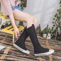 Funki Buys | Boots | Women's High Top Canvas Boots | Lace Up Zip Up