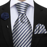 Funki Buys | Neckties | Mens 3Pcs Tie Set Tie Hanky Corsage