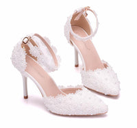 Funki Buys | Shoes | Women's White Lace Rhinestone Wedding Shoes