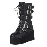 Funki Buys | Boots | Women's Gothic Punk Buckle Strap Biker Boots