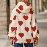 Funki Buys | Sweaters | Women's Fuzzy Heart Pocketed Hoodie