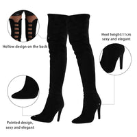 Funki Buys | Boots | Women's Over The Knee Boot | Black Hollowed Out