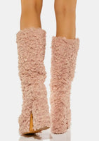 Funki Buys | Boots | Women's Knee-High Faux Fur Fuzzy Platform Boots