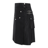 Funki Buys | Skirts | Men's Black Pleated Gothic Kilt | Cargo Skirt