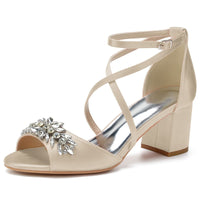 Funki Buys | Shoes | Women's Block Heel Wedding Sandal | Satin Shoes