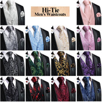 Funki Buys | Vests | Men's Formal 4 Pcs Silk Waistcoat Set | Slim Fit
