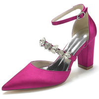 Funki Buys | Shoes | Women's Crystals Satin Wedding Shoes | Block Heel