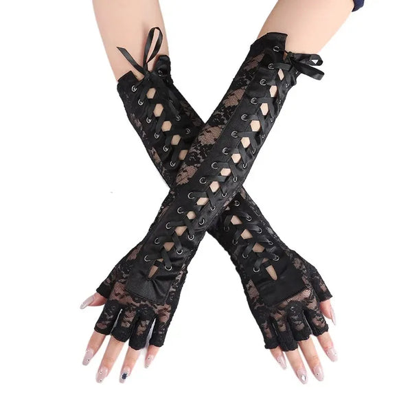 Funki Buys | Gloves | Women's Elbow Length Punk Fingerless Gloves