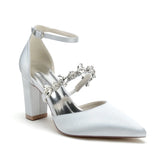 Funki Buys | Shoes | Women's Satin Crystal Bridal Prom Shoes | Formal