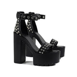 Funki Buys | Shoes | Women's Goth Rivet Dress Platform Sandal