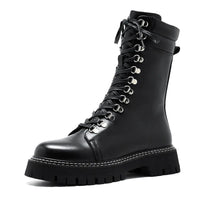 Funki Buys | Boots | Men's Goth Lace Up Mid-Calf Combat Boots