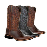 Funki Buys | Boots | Men's Mid-calf Western Boots | Embroidered Boot
