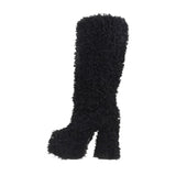 Funki Buys | Boots | Women's Fuzzy Faux Wool Mid-Calf Platform Boots