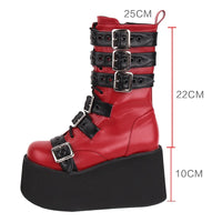 Funki Buys | Boots | Women's Gothic Motorcycle Boots | Buckle Strap