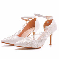 Funki Buys | Shoes | Women's Elegant White Lace Flower Wedding Shoes