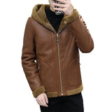 Funki Buys | Jackets | Men's Hooded Winter Faux Leather Jacket