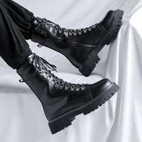 Funki Buys | Boots | Men's Goth Lace Up Mid-Calf Combat Boots