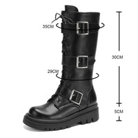 Funki Buys | Boots | Women's Retro Punk Wedge Boots | Buckle Strap