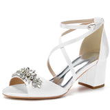 Funki Buys | Shoes | Women's Block Heel Crystal Wedding Sandal