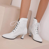 Funki Buys | Boots | Women's Kitten Heel Victorian Granny Boot