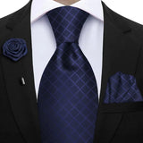 Funki Buys | Neckties | Mens 3Pcs Tie Set Tie Hanky Corsage