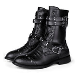 Funki Buys | Boots | Men's Split Leather Motorcycle Boot | Gothic Punk