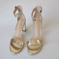 Funki Buys | Shoes | Women's Gold Block Heel Bridal Sandals | Wedding