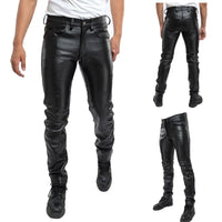 Funki Buys | Pants | Men's Faux Leather Slim Fit Pants | Biker Style