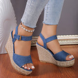 Funki Buys | Shoes | Women's Denim Wedge High Heel Sandals