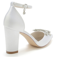 Funki Buys | Shoes | Women's Satin Rhinestone Block Heel Wedding Shoes