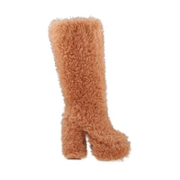 Funki Buys | Boots | Women's Fuzzy Faux Wool Mid-Calf Platform Boots