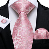 Funki Buys | Neckties | Men's 3 Pcs Silk Pink Wedding Tie Set