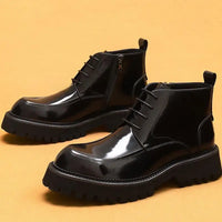 Funki Buys | Boots | Men's Genuine Leather Chunky Heeled Dress Boots