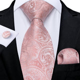 Funki Buys | Neckties | Men's 3 Pcs Silk Pink Wedding Tie Set