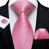 Funki Buys | Neckties | Men's 3 Pcs Silk Pink Wedding Tie Set