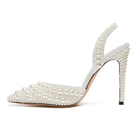 Funki Buys | Shoes | Women's White Pearl Wedding High Heel Slingbacks
