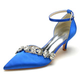 Funki Buys | Shoes | Women's Satin Rhinestone Wedding Shoes | Small Heel