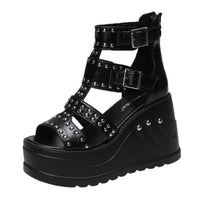 Funki Buys | Shoes | Women's Gothic Platform Rivet Sandals | Wedges