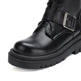 Funki Buys | Boots | Women's Retro Punk Wedge Boots | Buckle Strap