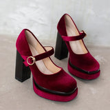 Funki Buys | Shoes | Women's Luxury Velour Mary Jane Pumps | Super High