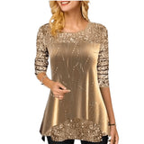 Funki Buys | Shirts | Women's Long Sleeve Sequin Evening Shirt | Tunic