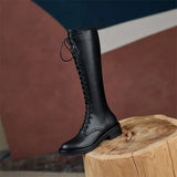 Funki Buys | Boots | Women's Genuine Leather Knee High Boots | Lace Up
