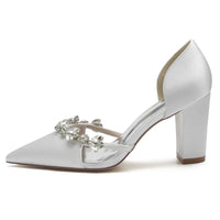 Funki Buys | Shoes | Women's Satin Rhinestone Block Heel Bridal Shoes