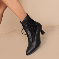 Funki Buys | Boots | Women's Kitten Heel Victorian Granny Boot