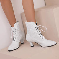 Funki Buys | Boots | Women's Kitten Heel Victorian Granny Boot