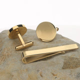Funki Buys | Cufflinks | Men's Square Round Cufflinks Tie Clips Set