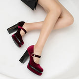 Funki Buys | Shoes | Women's Luxury Velour Mary Jane Pumps | Super High